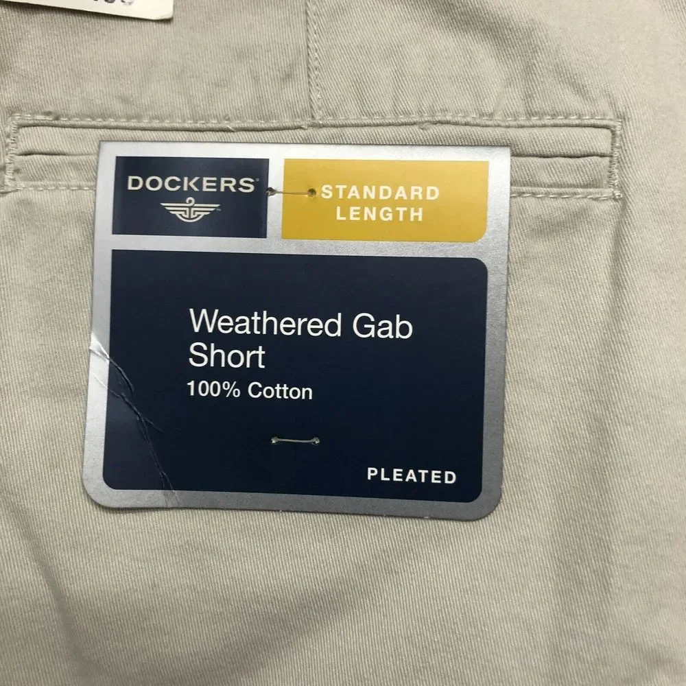 NWT Dockers Men Weathered Gab Pleated Chino Cotton Shorts Size 38 M125 -29